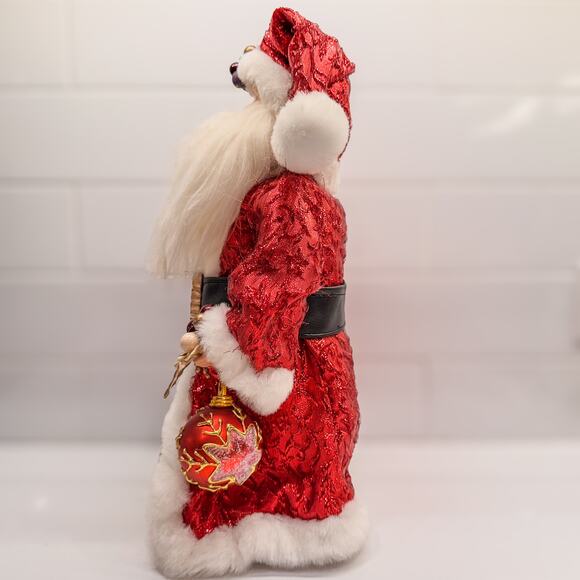 Traditional Red and Gold Santa Treetop/Tabletop Christmas Holiday Decor, 12”H - Picture 3 of 9